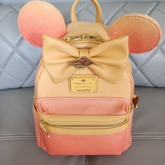 Disney Cruise Line Peach Ombre Ears & Loungefly Sequin Backpack DCL NEW main image 3